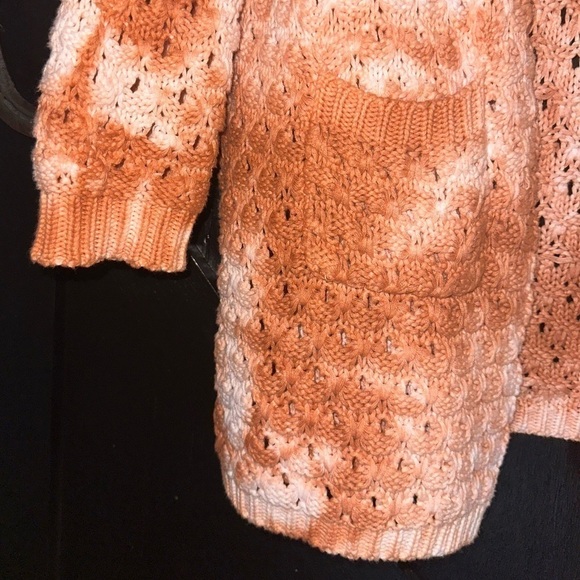 Peach Love Super Soft Tie-dye Chunky Knit Open Front Oversized Boho Cardigan S - Picture 4 of 12